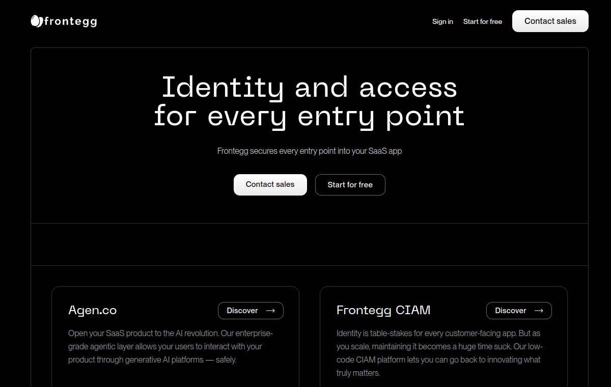 Screenshot of Frontegg