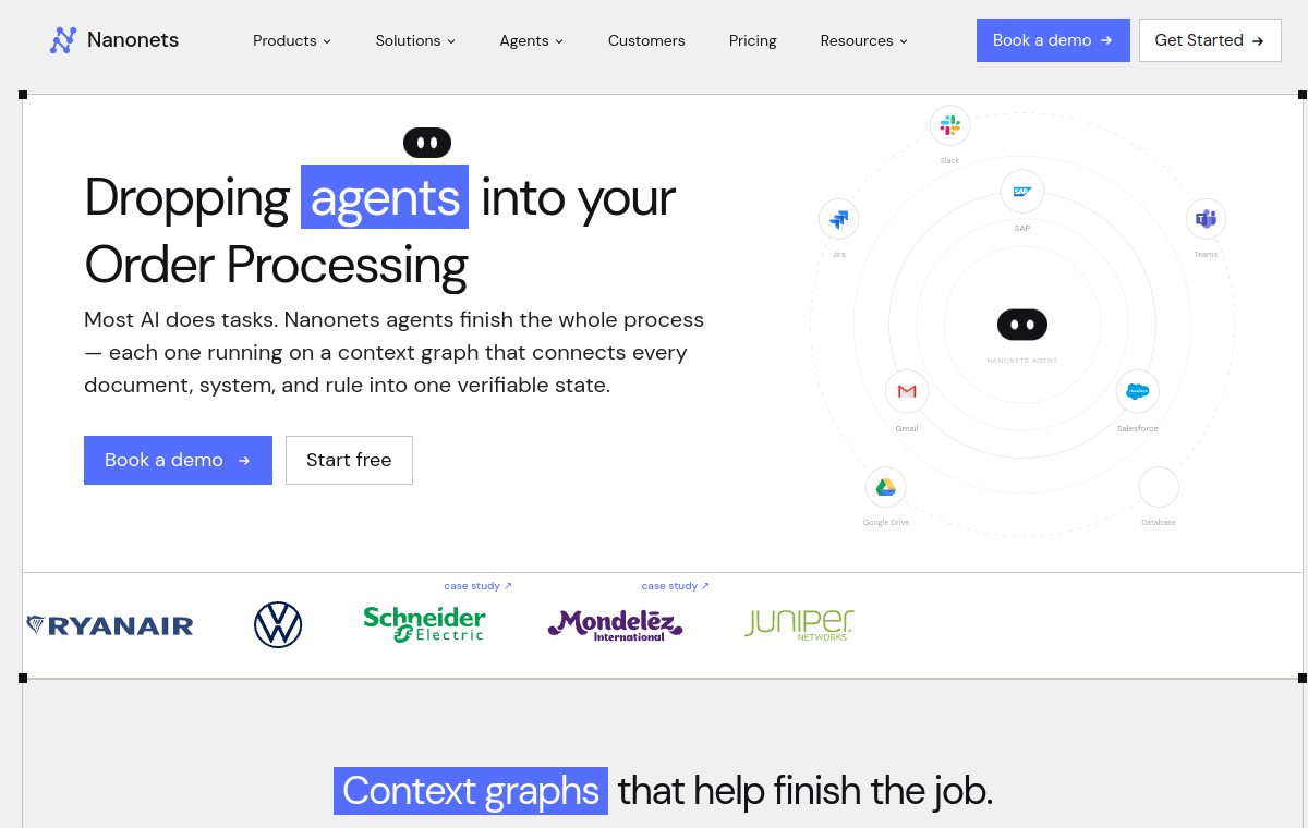 Screenshot of Nanonets