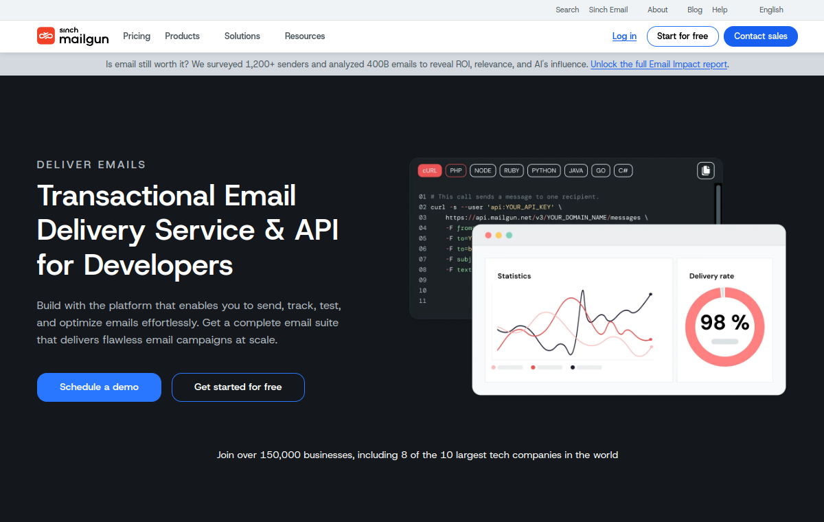 Screenshot of Mailgun
