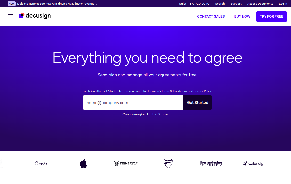 Screenshot of DocuSign eSignature API