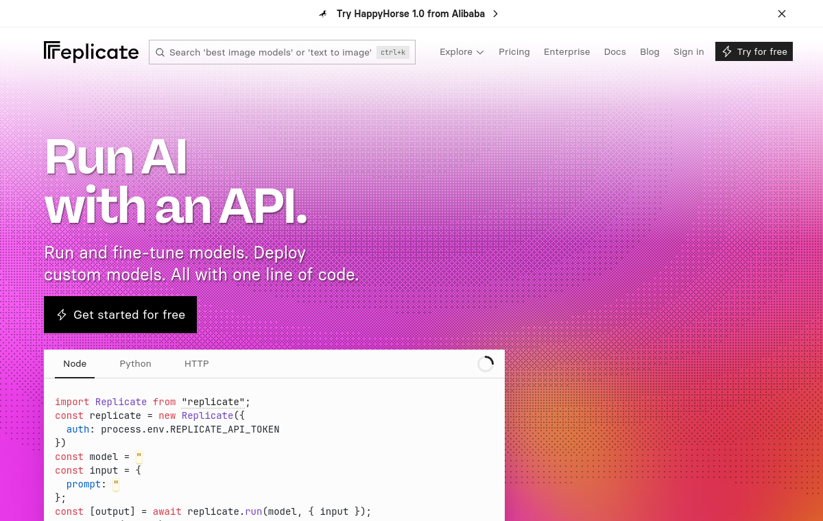 Screenshot of Replicate