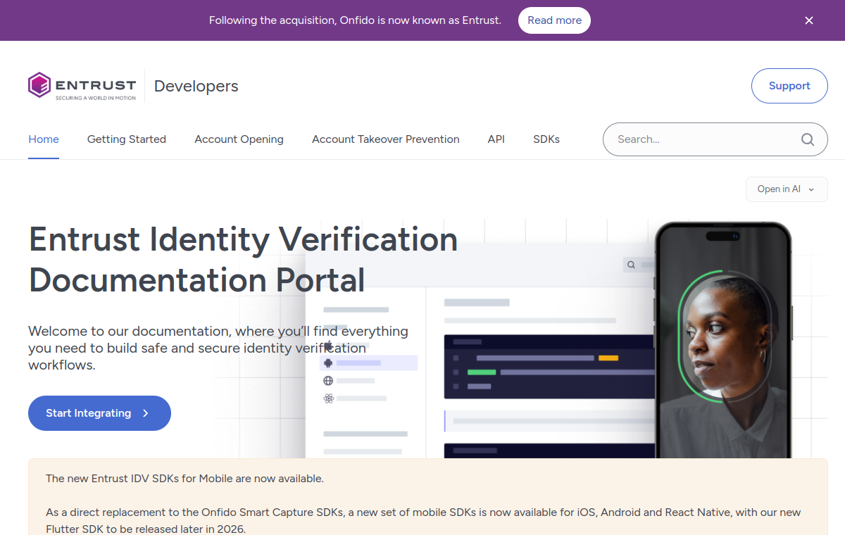 Screenshot of Onfido (Entrust)