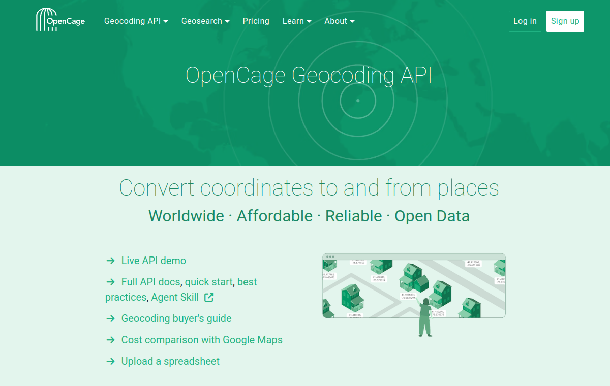 Screenshot of OpenCage