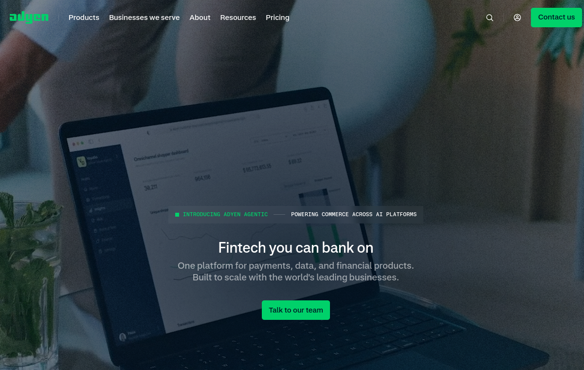 Screenshot of Adyen