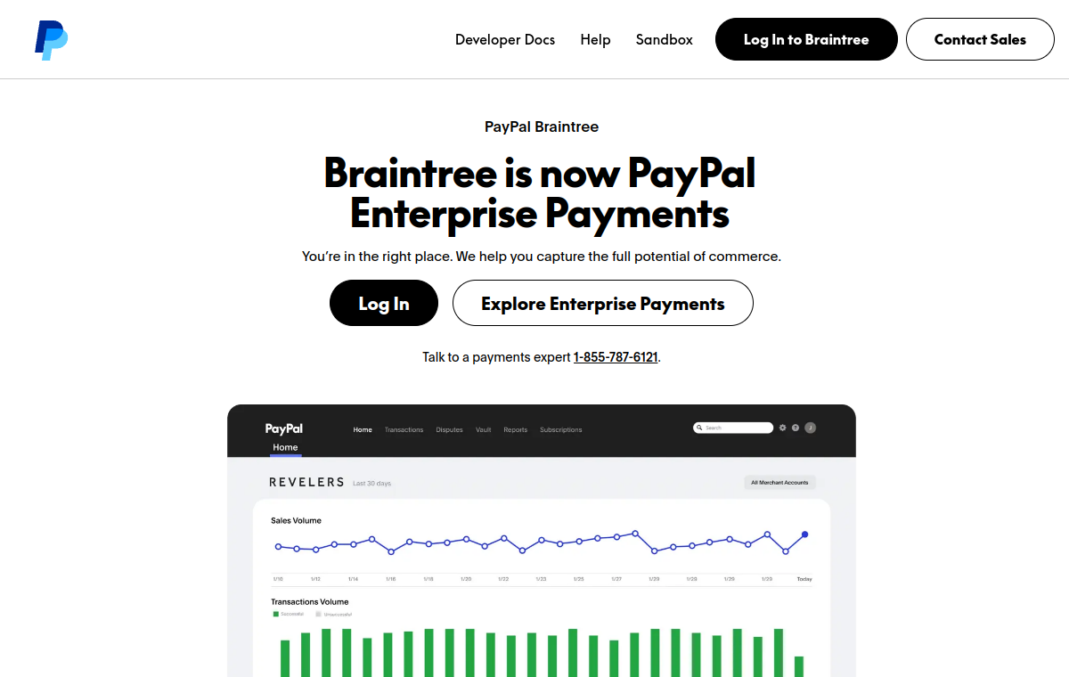Screenshot of Braintree