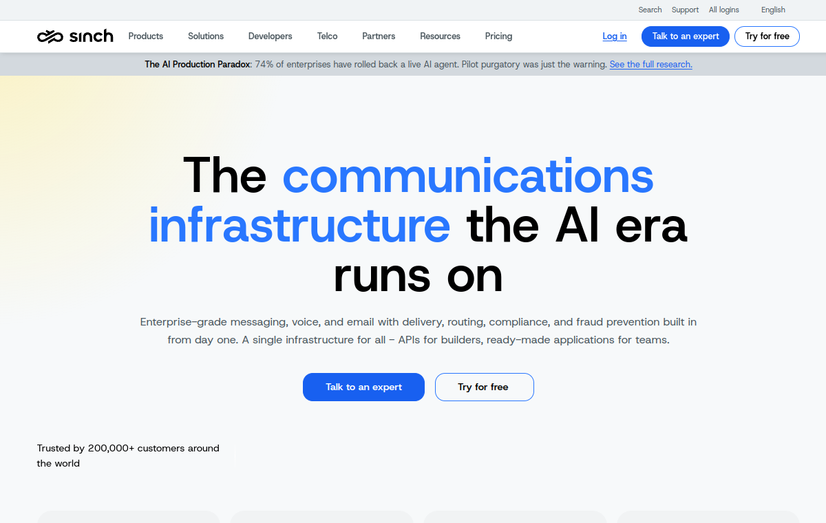 Screenshot of Sinch