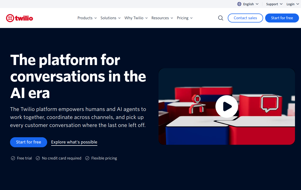 Screenshot of Twilio