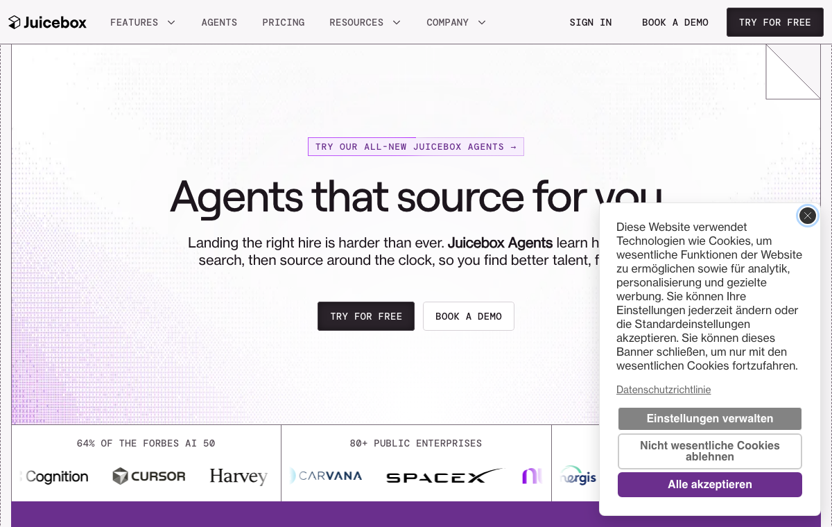 Screenshot of Juicebox (PeopleGPT)