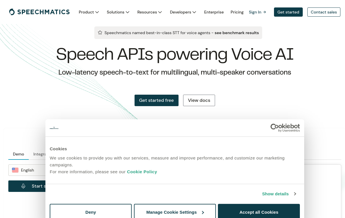 Screenshot of Speechmatics