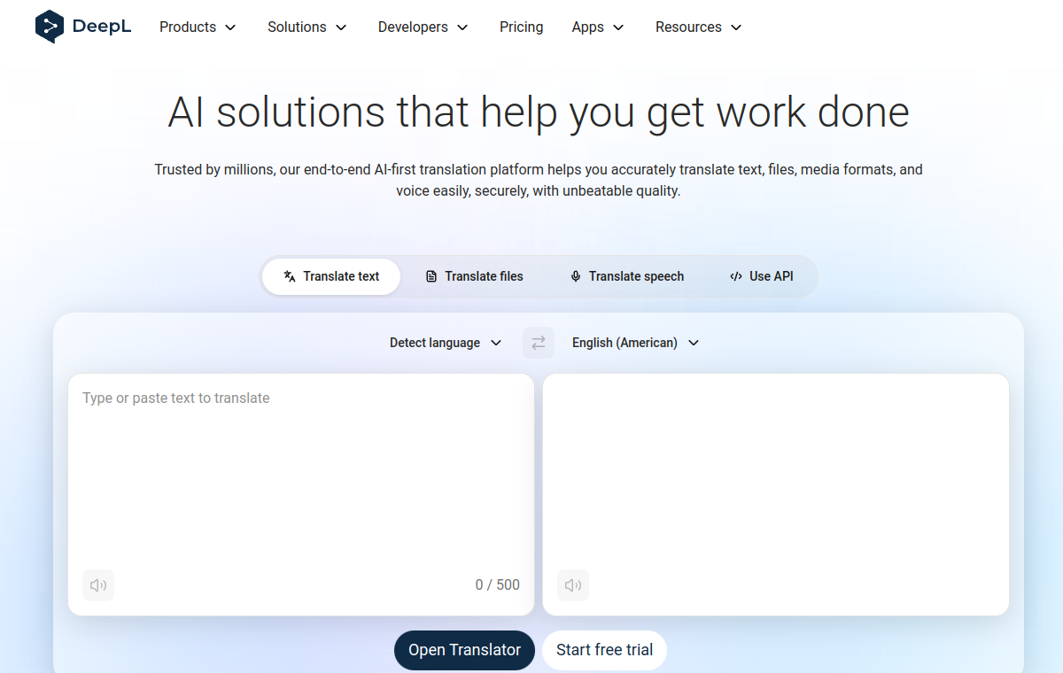 Screenshot of DeepL API