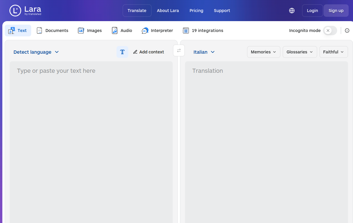 Screenshot of Lara Translate