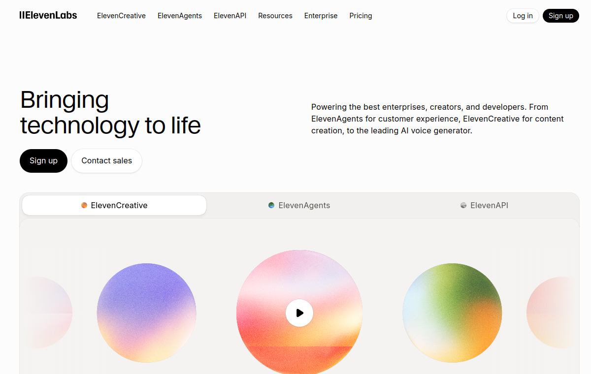 Screenshot of ElevenLabs