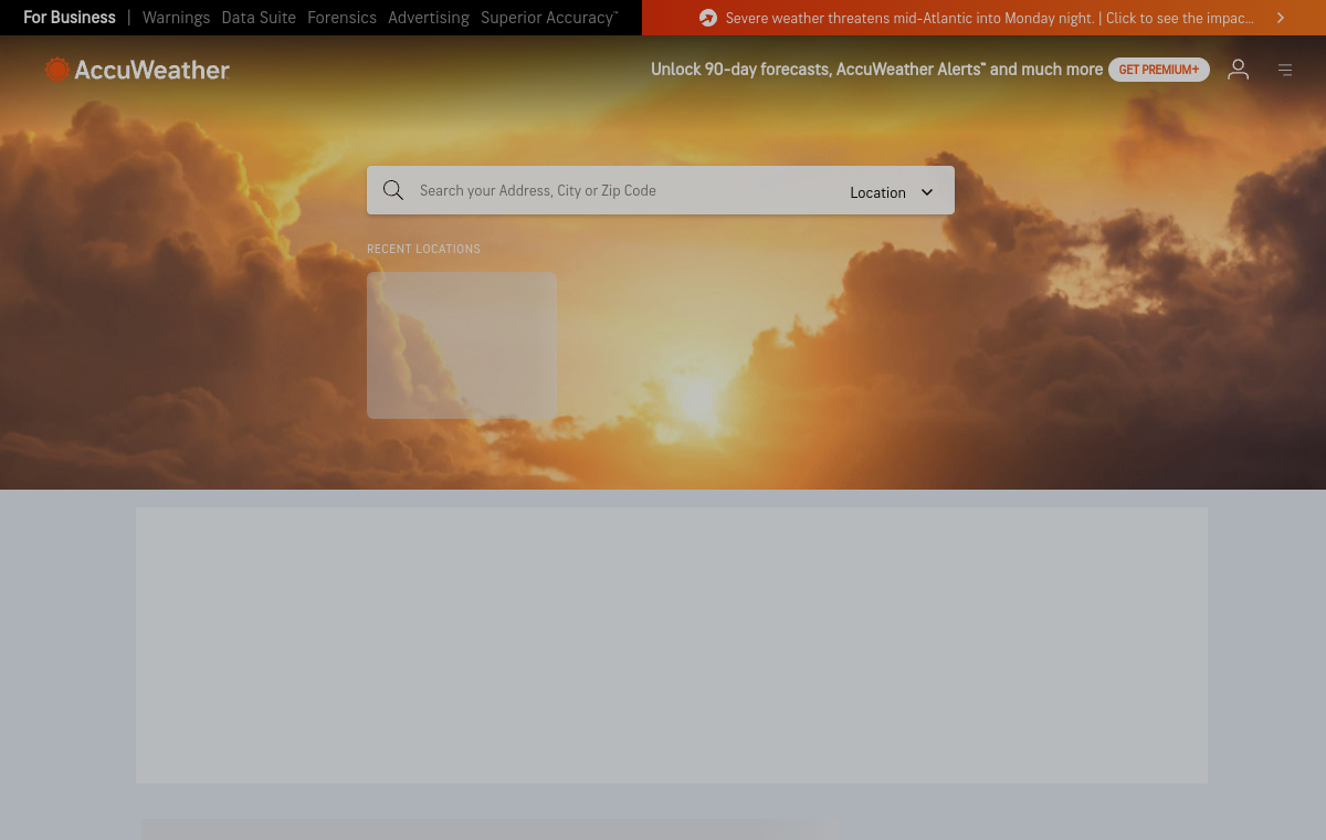 Screenshot of AccuWeather