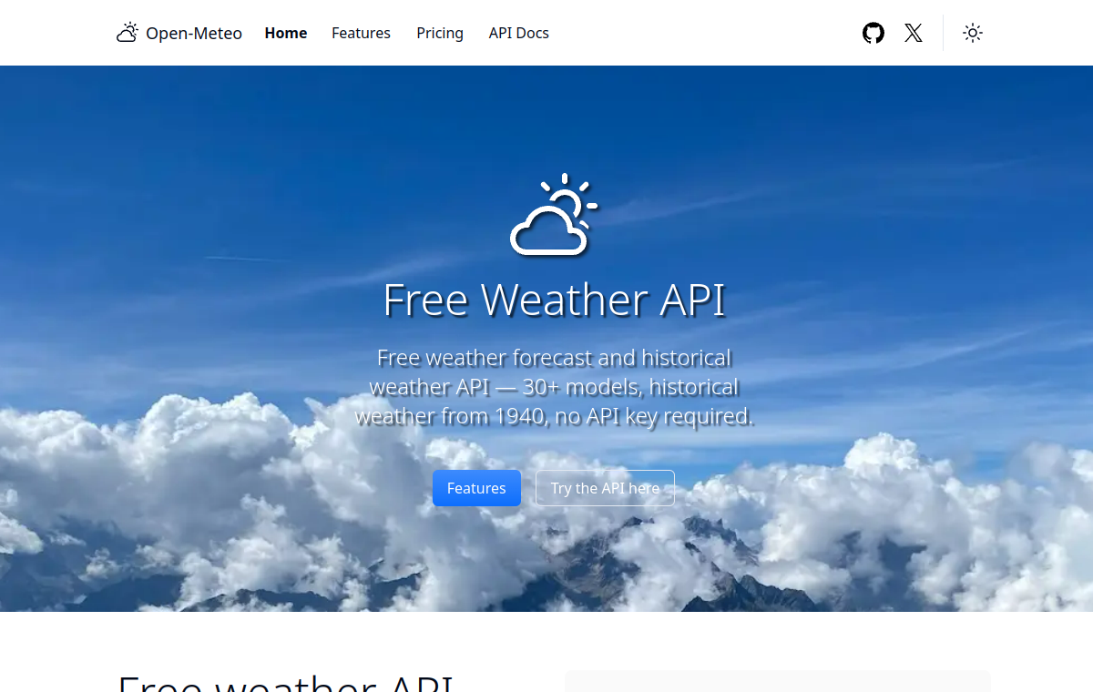 Screenshot of Open-Meteo