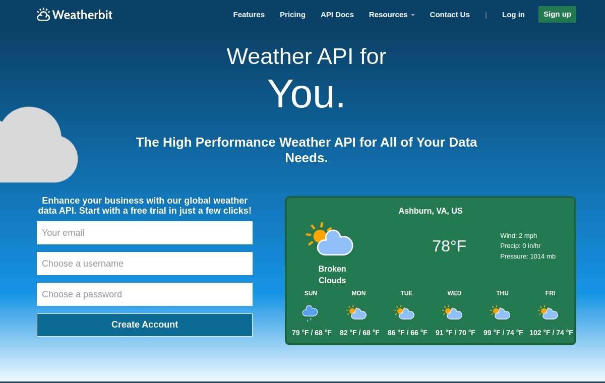 Screenshot of Weatherbit